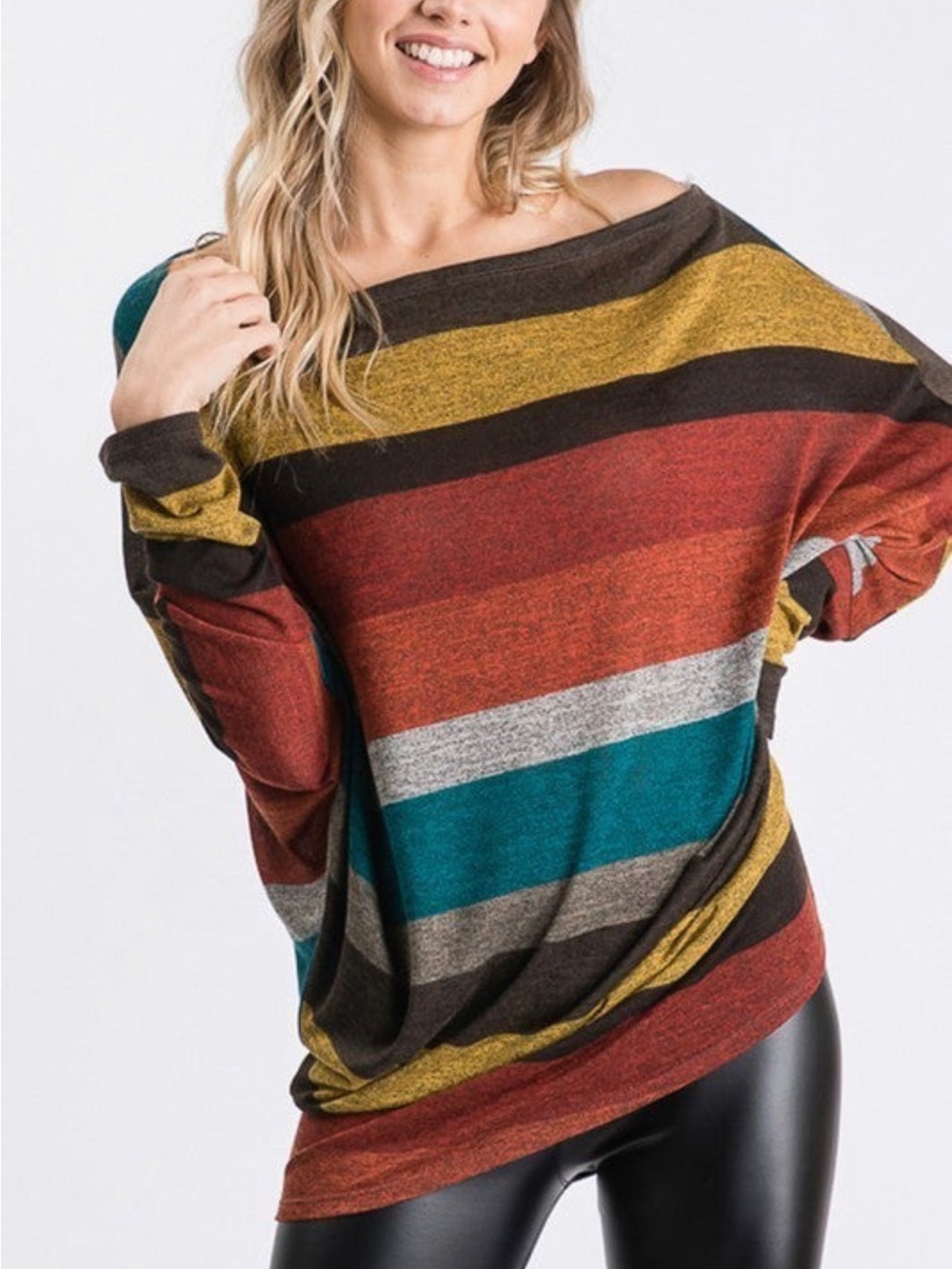 3X Plus Size Multicolor Striped Knit Top